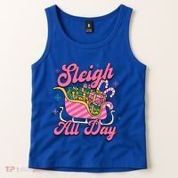 Pink Christmas Sleigh All Day Great Gift Tank Top thumb 2