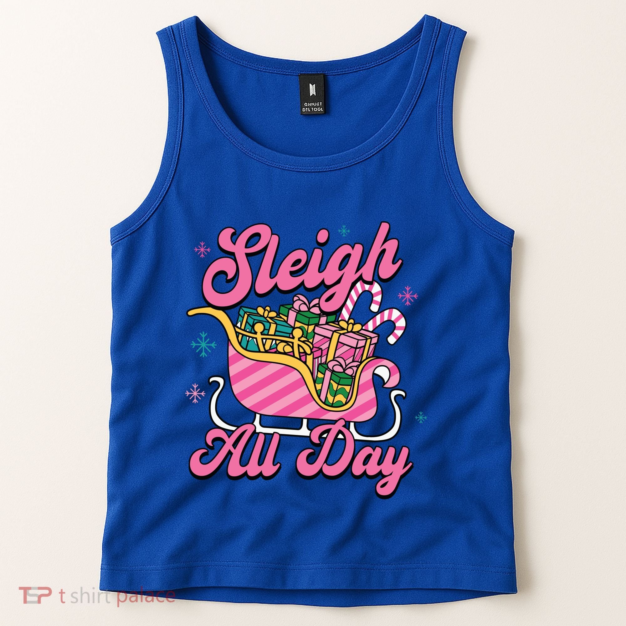 Pink Christmas Sleigh All Day Great Gift Tank Top
