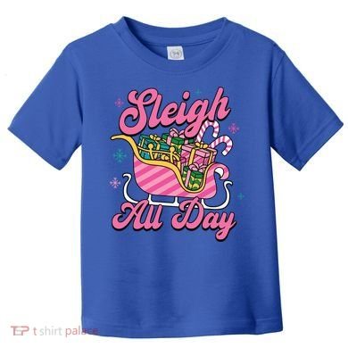 Pink Christmas Sleigh All Day Great Gift Toddler T-Shirt