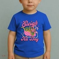 Pink Christmas Sleigh All Day Great Gift Toddler T-Shirt thumb 2