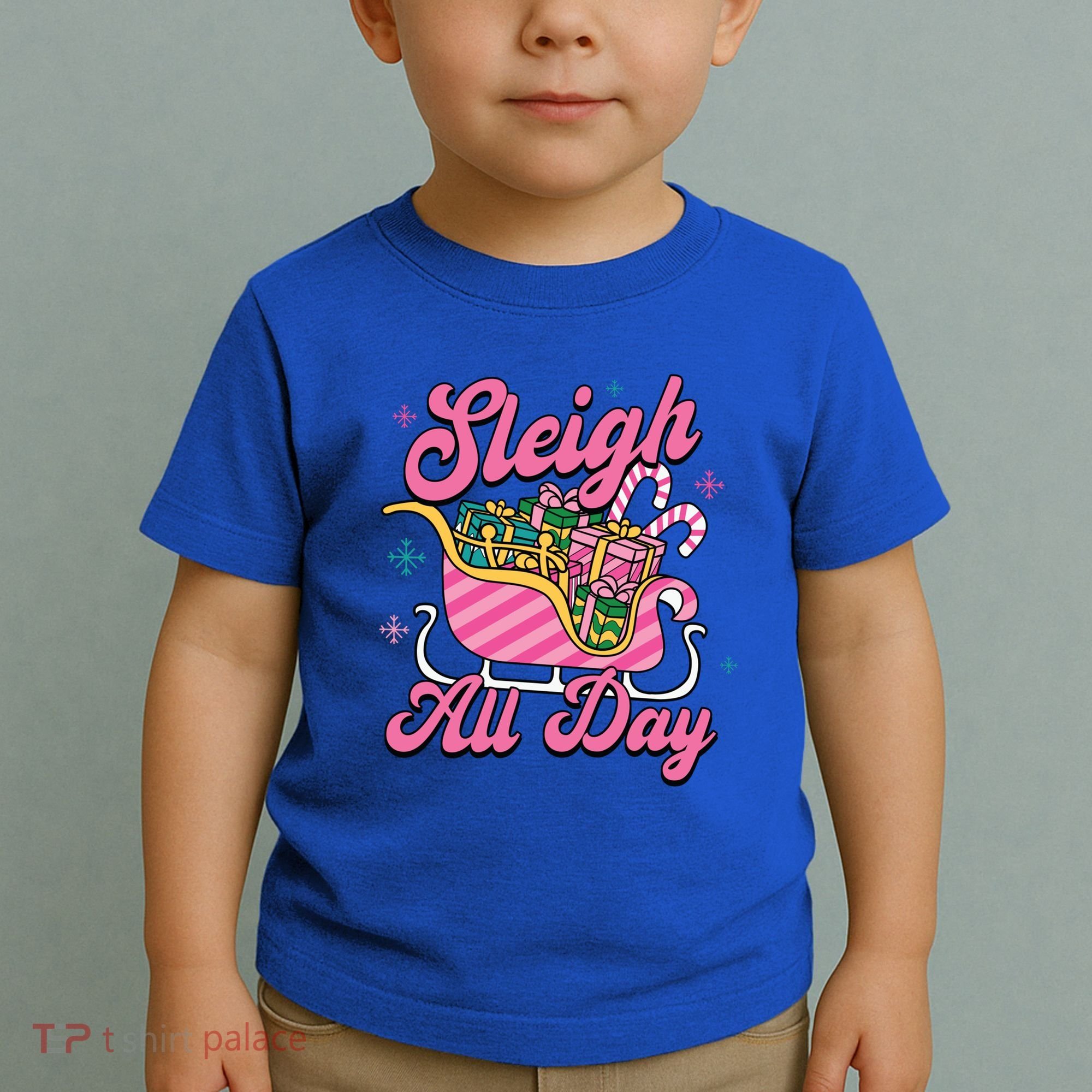 Pink Christmas Sleigh All Day Great Gift Toddler T-Shirt