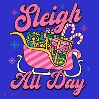 Pink Christmas Sleigh All Day Great Gift Women's Long Sleeve Shirt thumb 2
