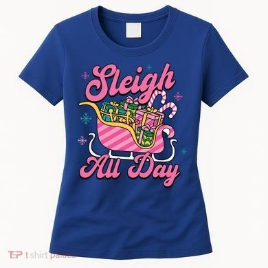 Pink Christmas Sleigh All Day Great Gift Women's T-Shirt