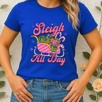 Pink Christmas Sleigh All Day Great Gift Women's T-Shirt thumb 2