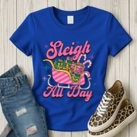 Pink Christmas Sleigh All Day Great Gift Women's T-Shirt thumb 3