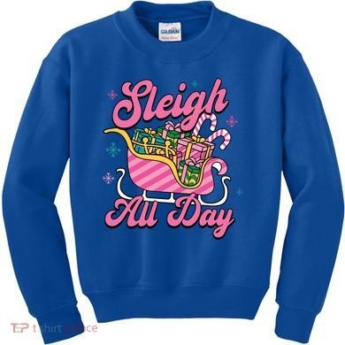 Pink Christmas Sleigh All Day Great Gift Kids Sweatshirt