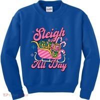 Pink Christmas Sleigh All Day Great Gift Kids Sweatshirt thumb 0