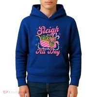 Pink Christmas Sleigh All Day Great Gift Kids Hoodie thumb 4