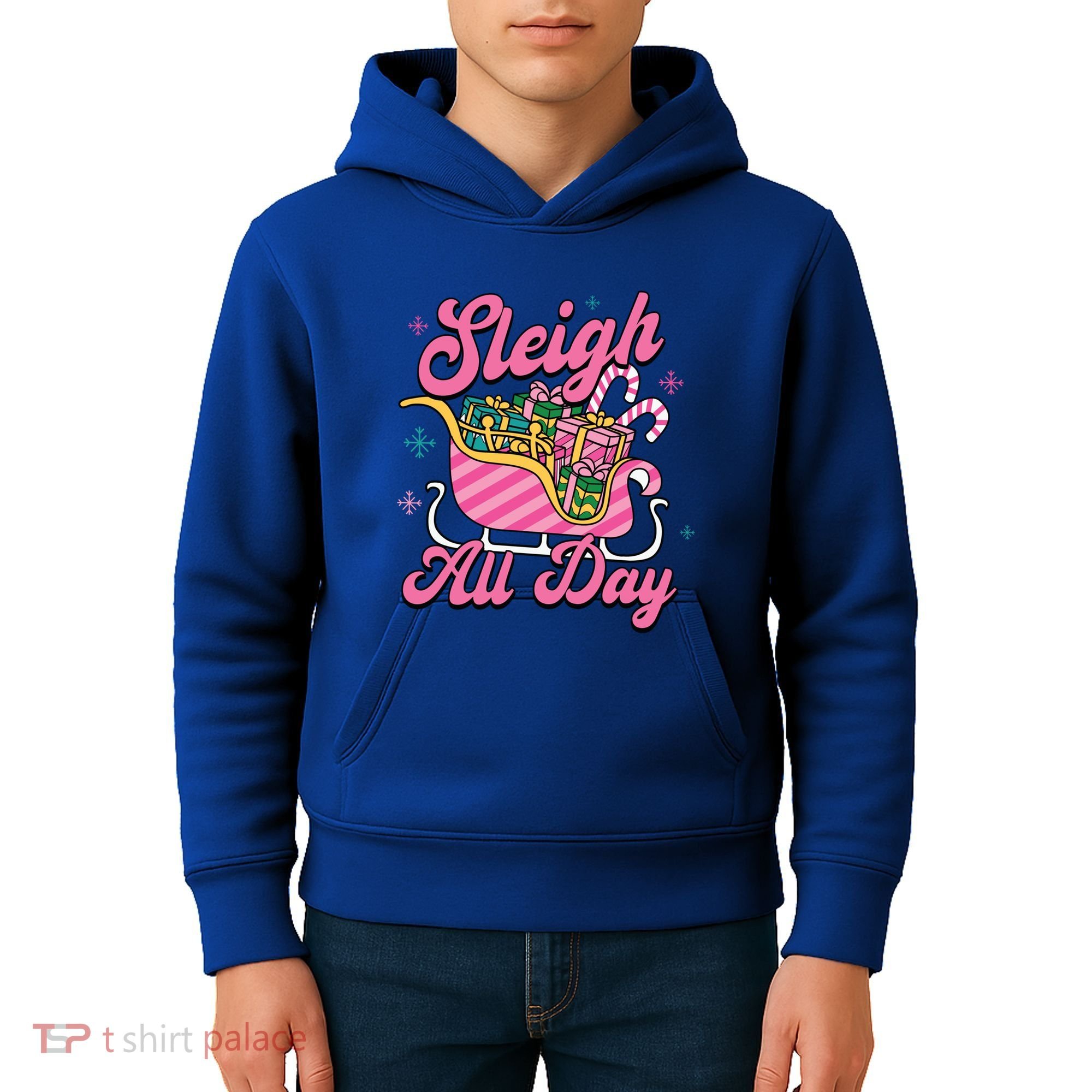 Pink Christmas Sleigh All Day Great Gift Kids Hoodie