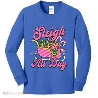 Pink Christmas Sleigh All Day Great Gift Kids Long Sleeve Shirt thumb 0
