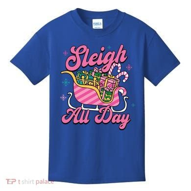 Pink Christmas Sleigh All Day Great Gift Kids T-Shirt