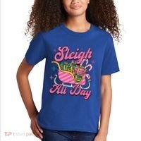 Pink Christmas Sleigh All Day Great Gift Kids T-Shirt thumb 2