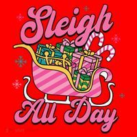 Pink Christmas Sleigh All Day Great Gift Santa Hat thumb 1