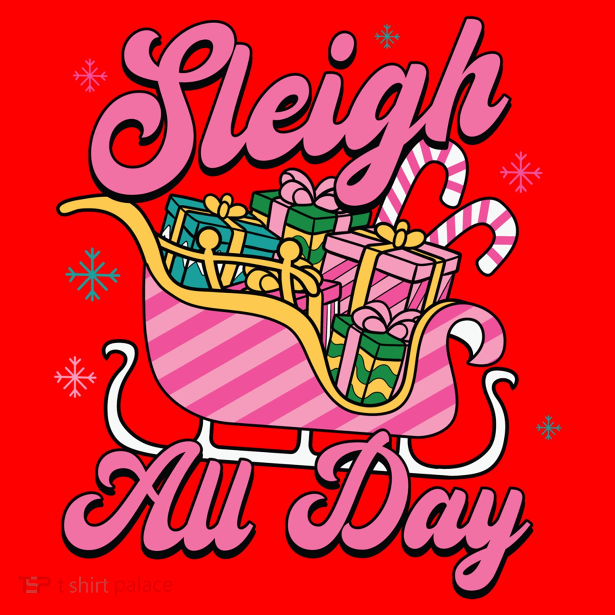 Pink Christmas Sleigh All Day Great Gift Santa Hat