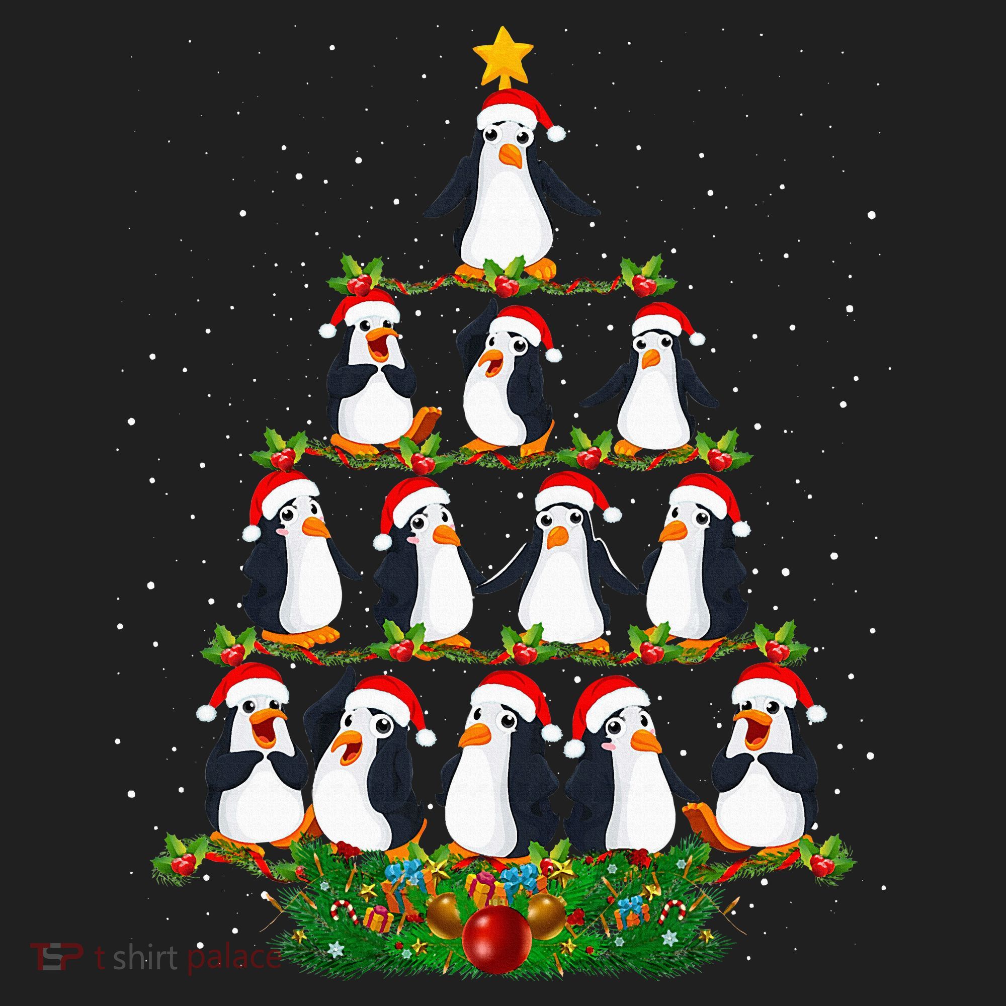 Penguin Christmas Tree Funny Penguin Lover Xmas Women's Sweatshirt