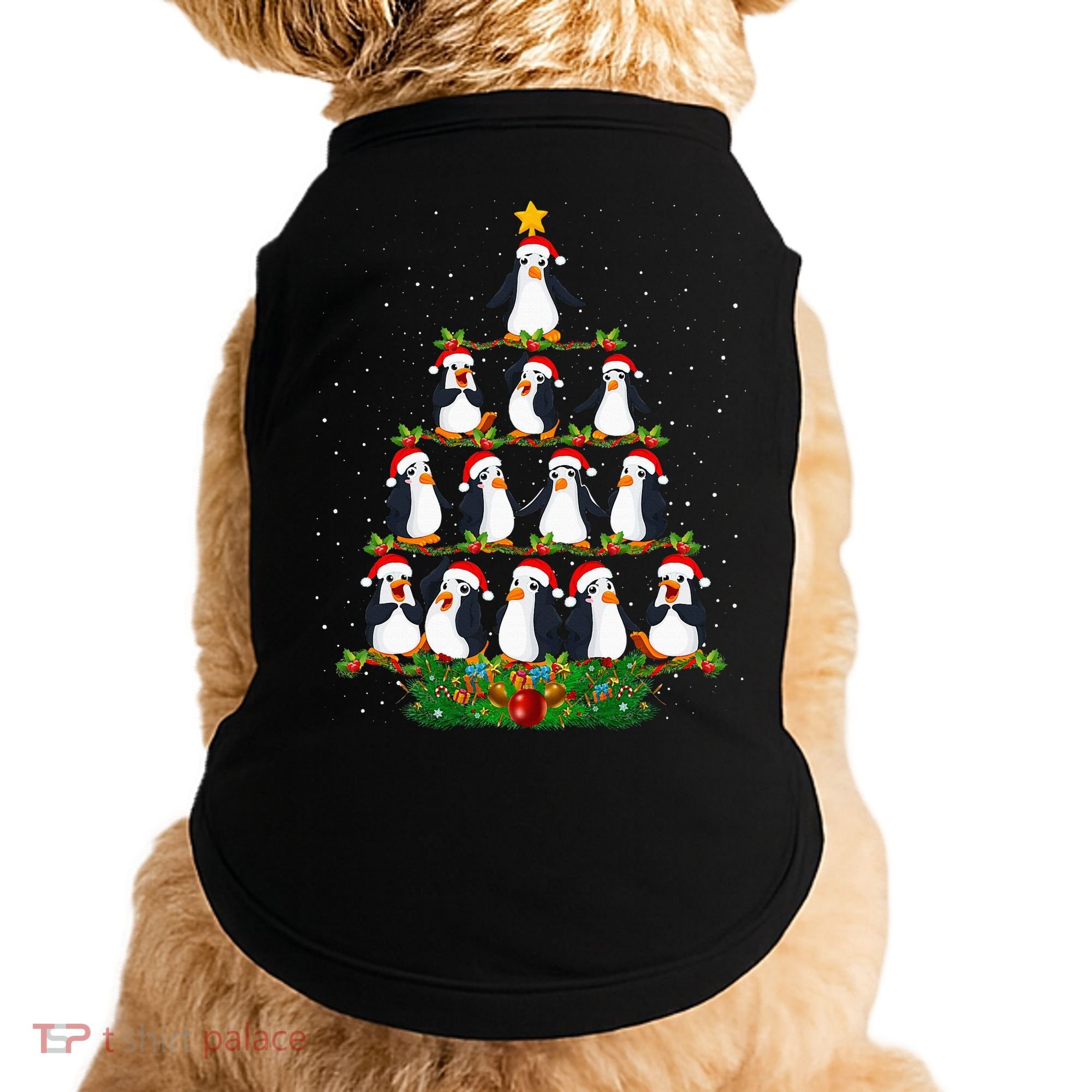 Penguin Christmas Tree Funny Penguin Lover Xmas Doggie Tank