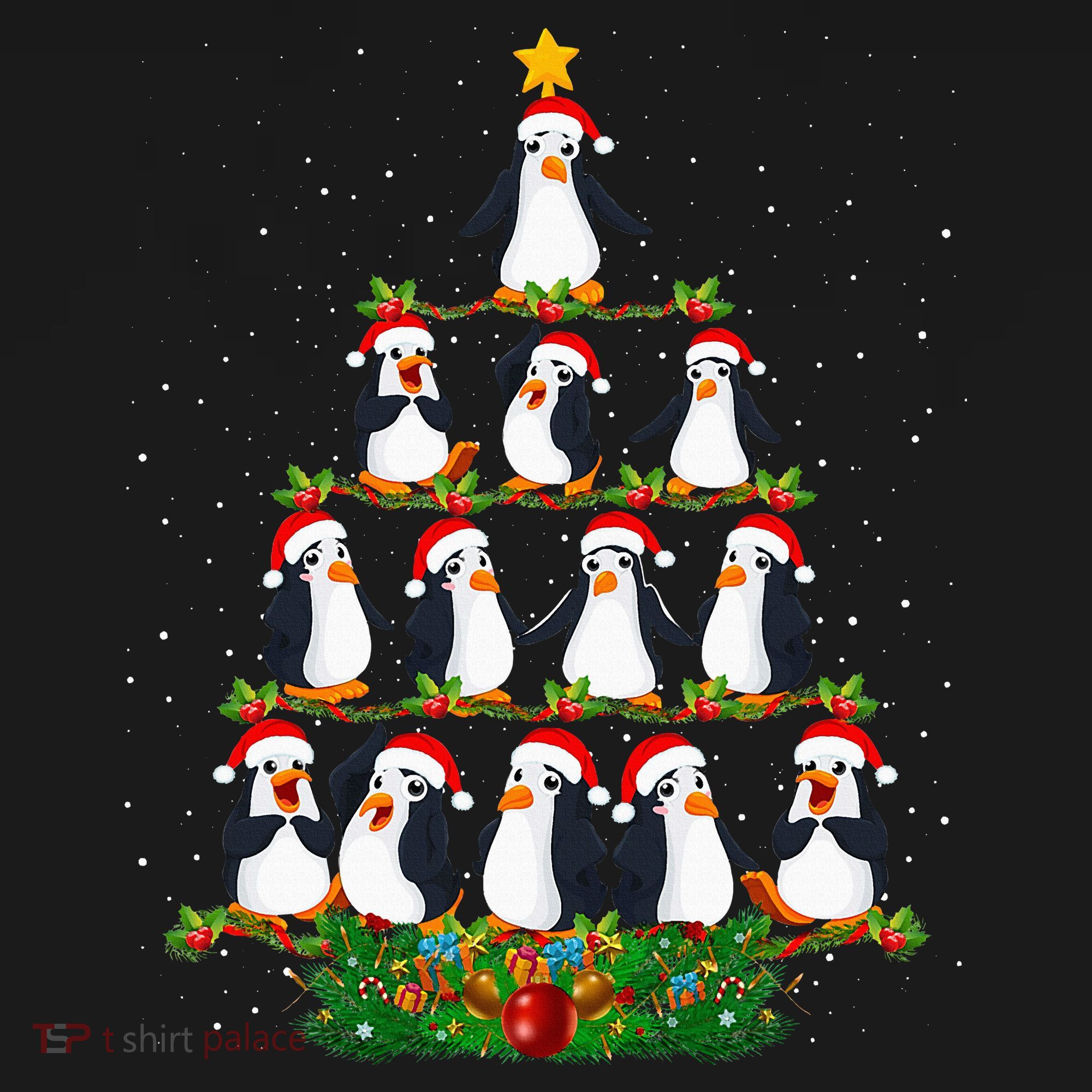 Penguin Christmas Tree Funny Penguin Lover Xmas Women's Hoodie