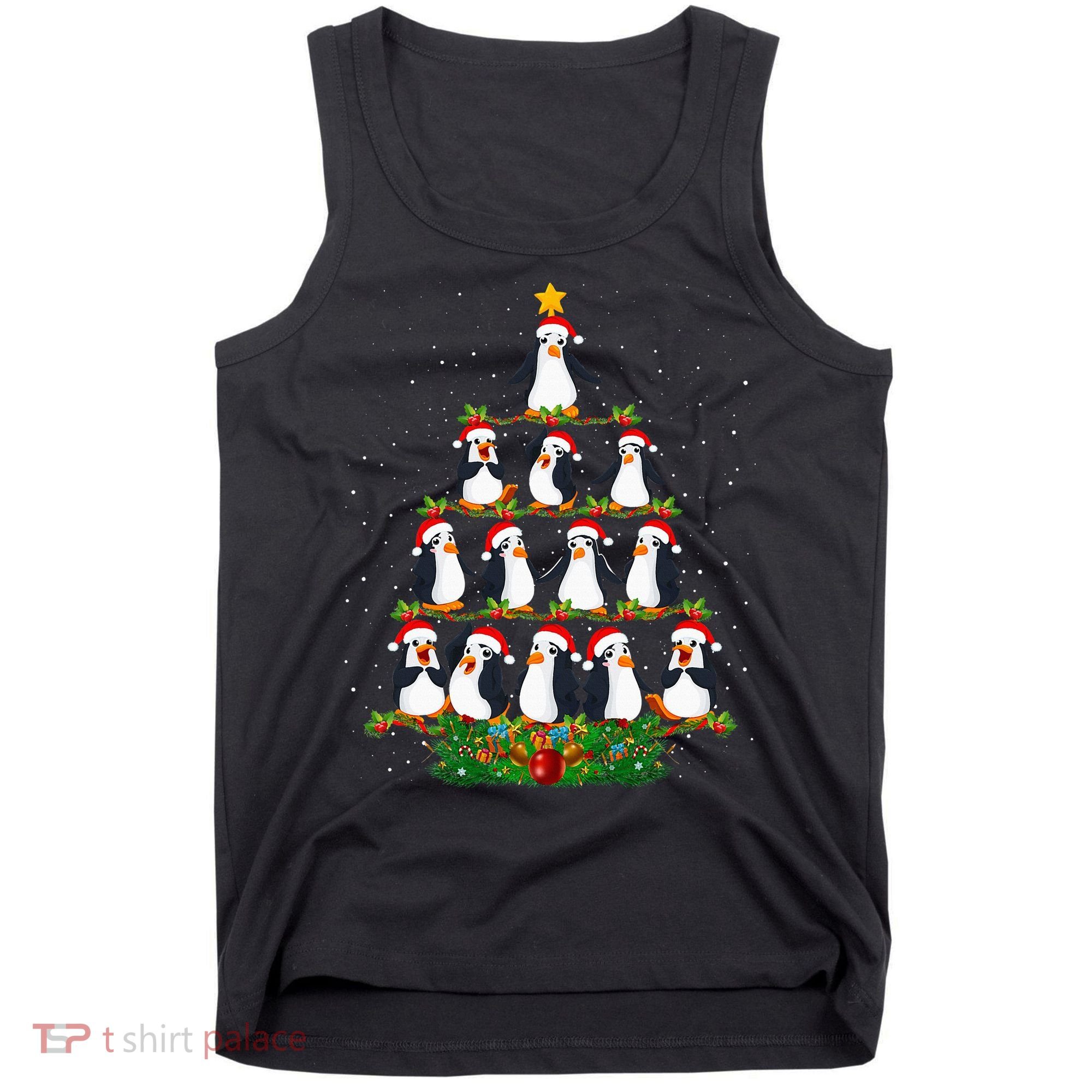 Penguin Christmas Tree Funny Penguin Lover Xmas Tank Top