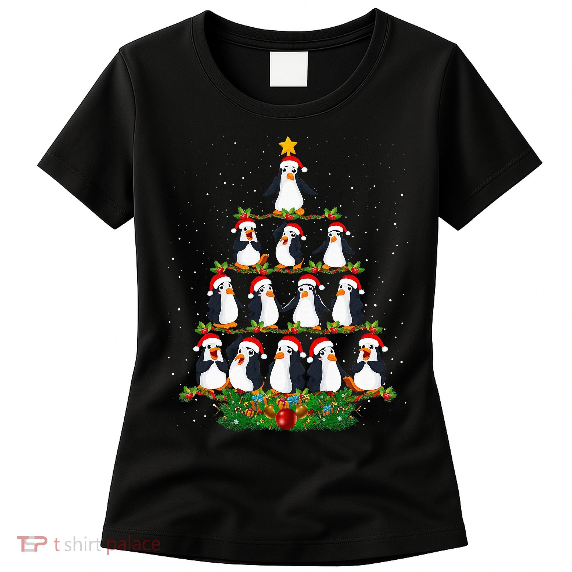 Penguin Christmas Tree Funny Penguin Lover Xmas Women's T-Shirt