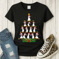 Penguin Christmas Tree Funny Penguin Lover Xmas Women's T-Shirt thumb 3