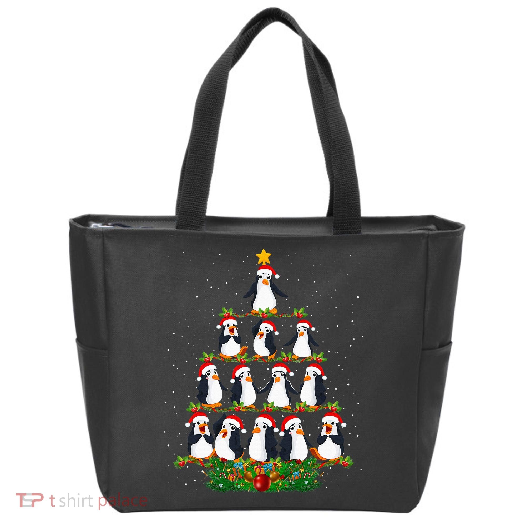 Penguin Christmas Tree Funny Penguin Lover Xmas Tote Bag