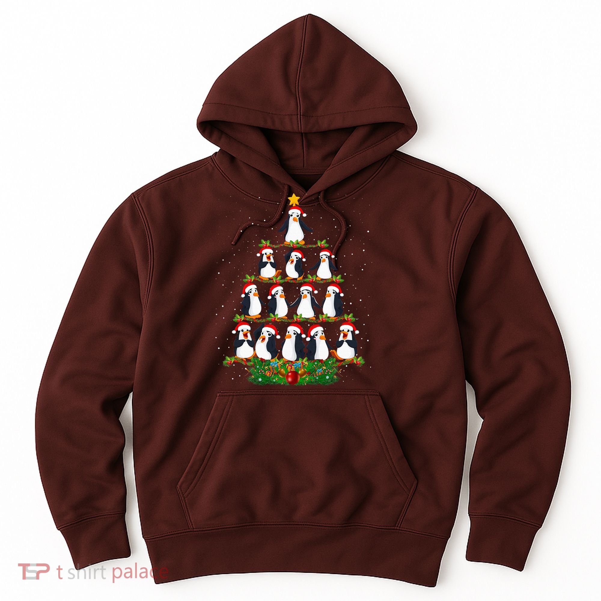Penguin Christmas Tree Funny Penguin Lover Xmas Hoodie