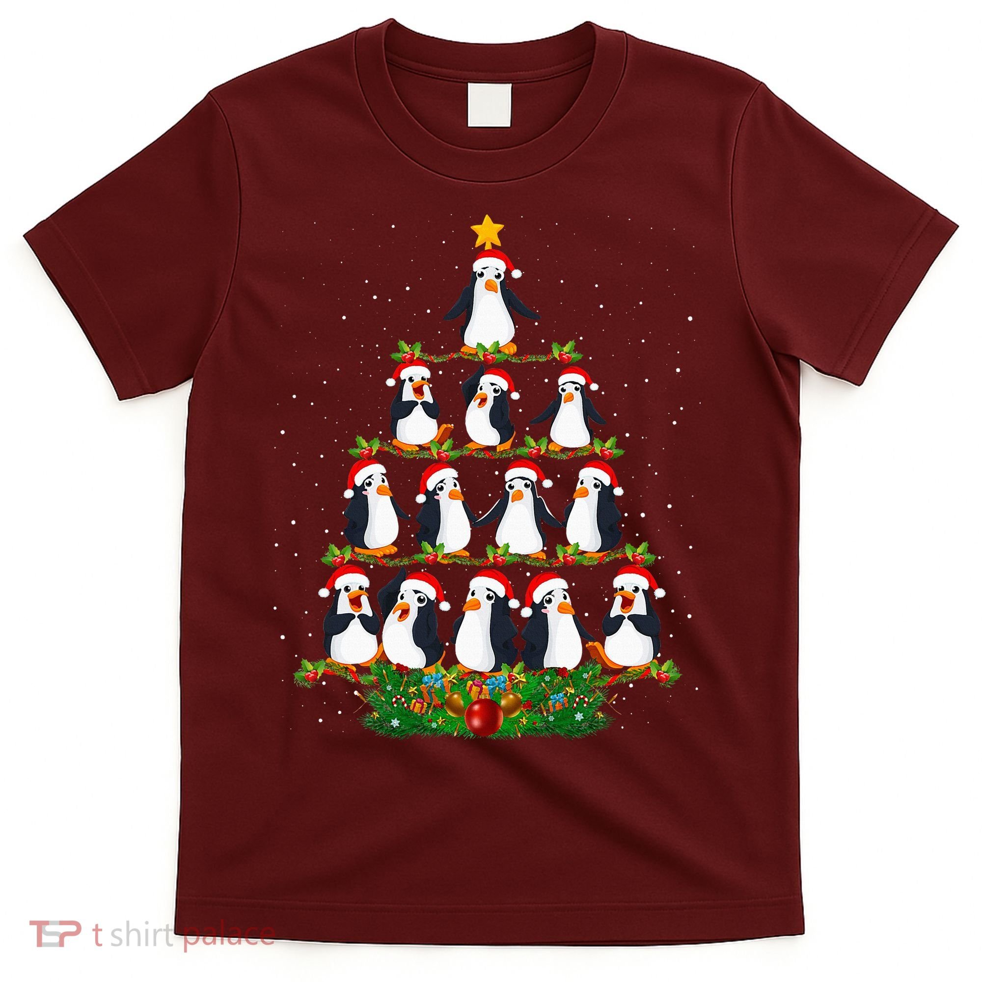 Penguin Christmas Tree Funny Penguin Lover Xmas T-Shirt