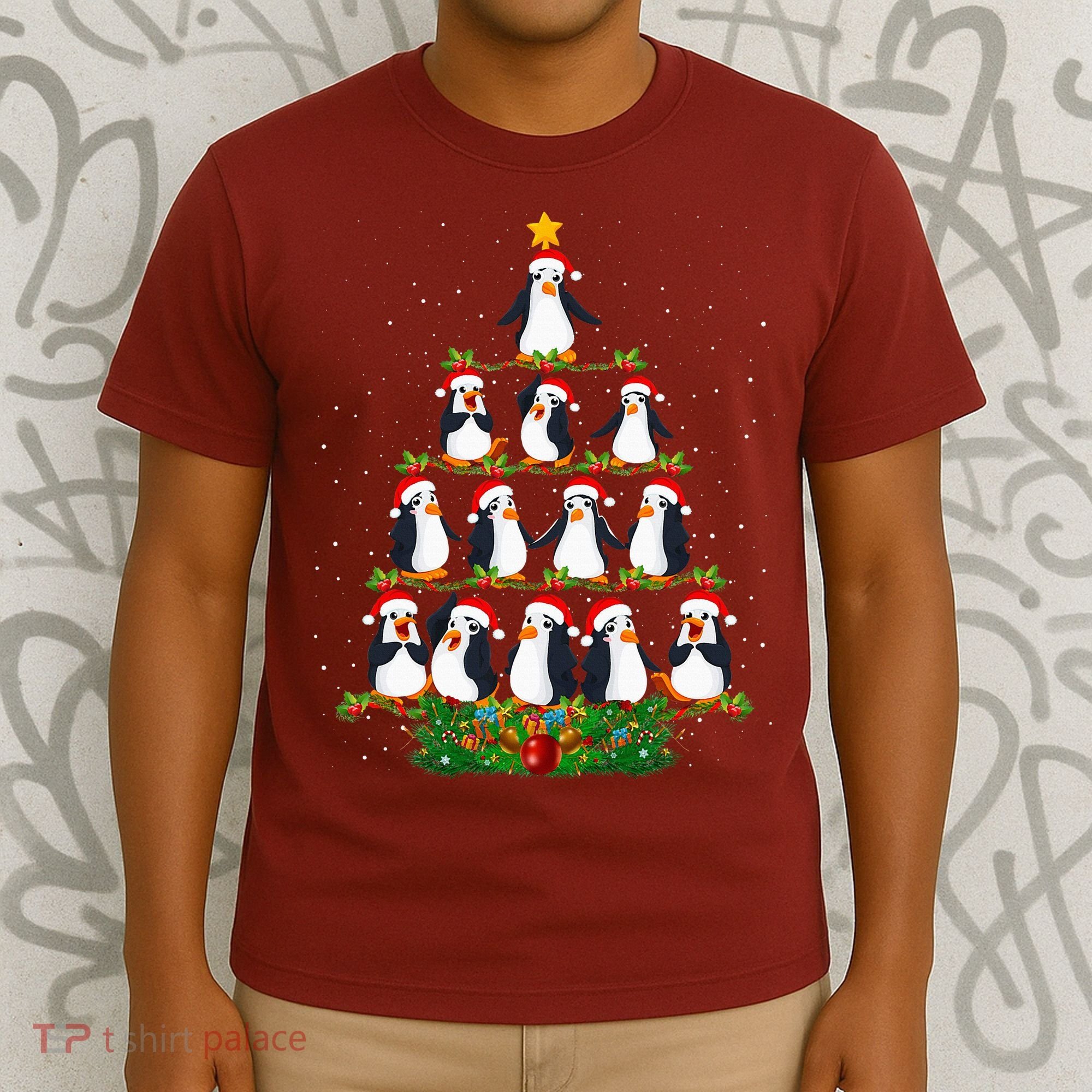 Penguin Christmas Tree Funny Penguin Lover Xmas T-Shirt