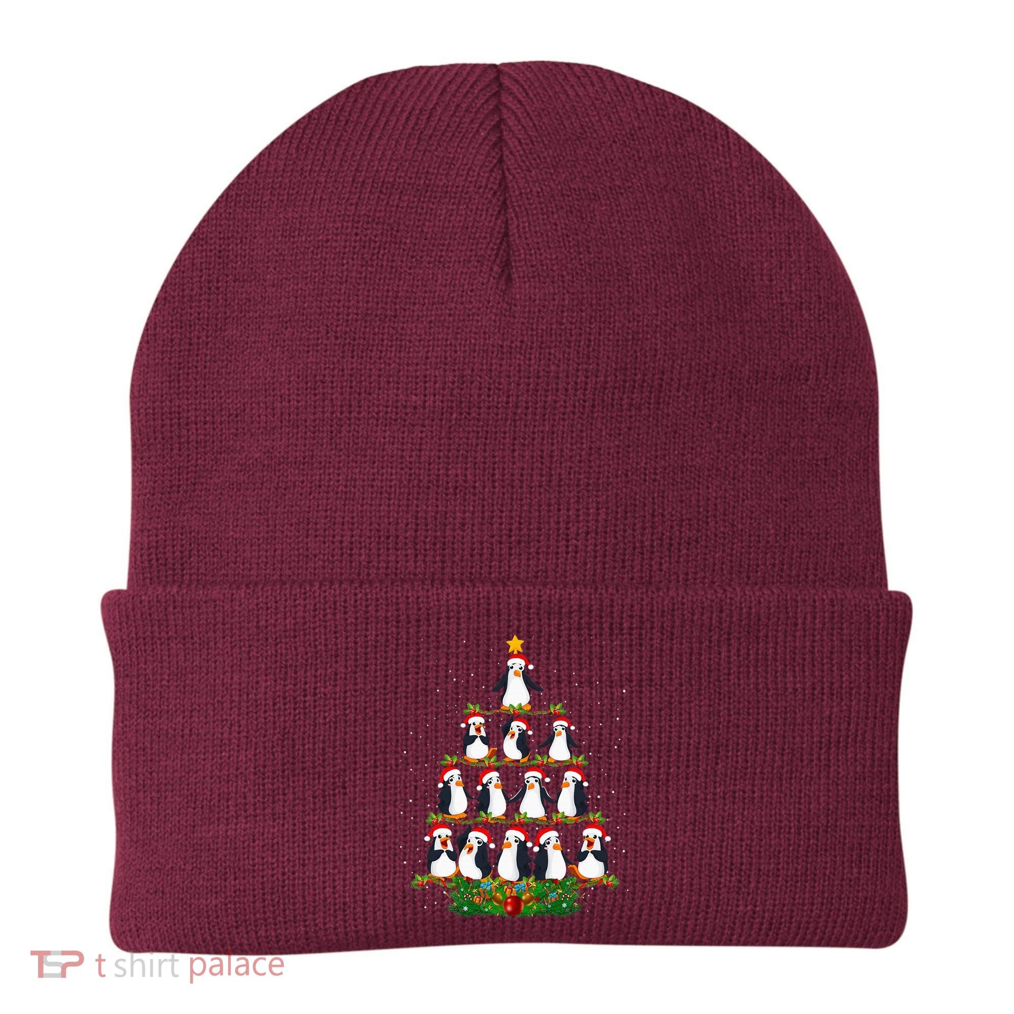 Penguin Christmas Tree Funny Penguin Lover Xmas Beanie
