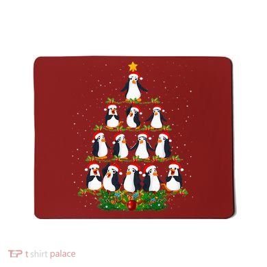 Penguin Christmas Tree Funny Penguin Lover Xmas Mousepad