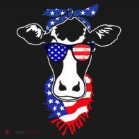 Patriot Cow Tee 4th Of July American Flag Farm Animals Meaningful Gift Women's Hoodie thumb 2