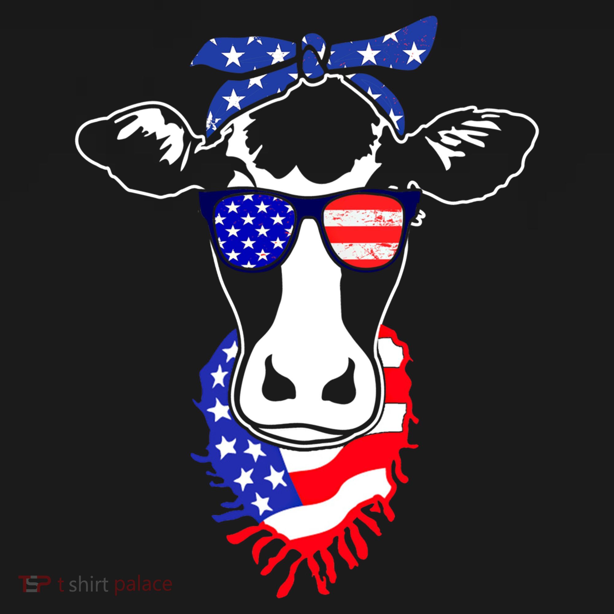 Patriot Cow Tee 4th Of July American Flag Farm Animals Meaningful Gift Women's Hoodie
