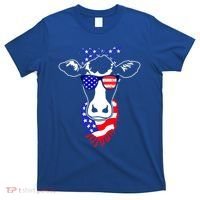 Patriot Cow Tee 4th Of July American Flag Farm Animals Meaningful Gift T-Shirt thumb 0