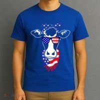 Patriot Cow Tee 4th Of July American Flag Farm Animals Meaningful Gift T-Shirt thumb 3