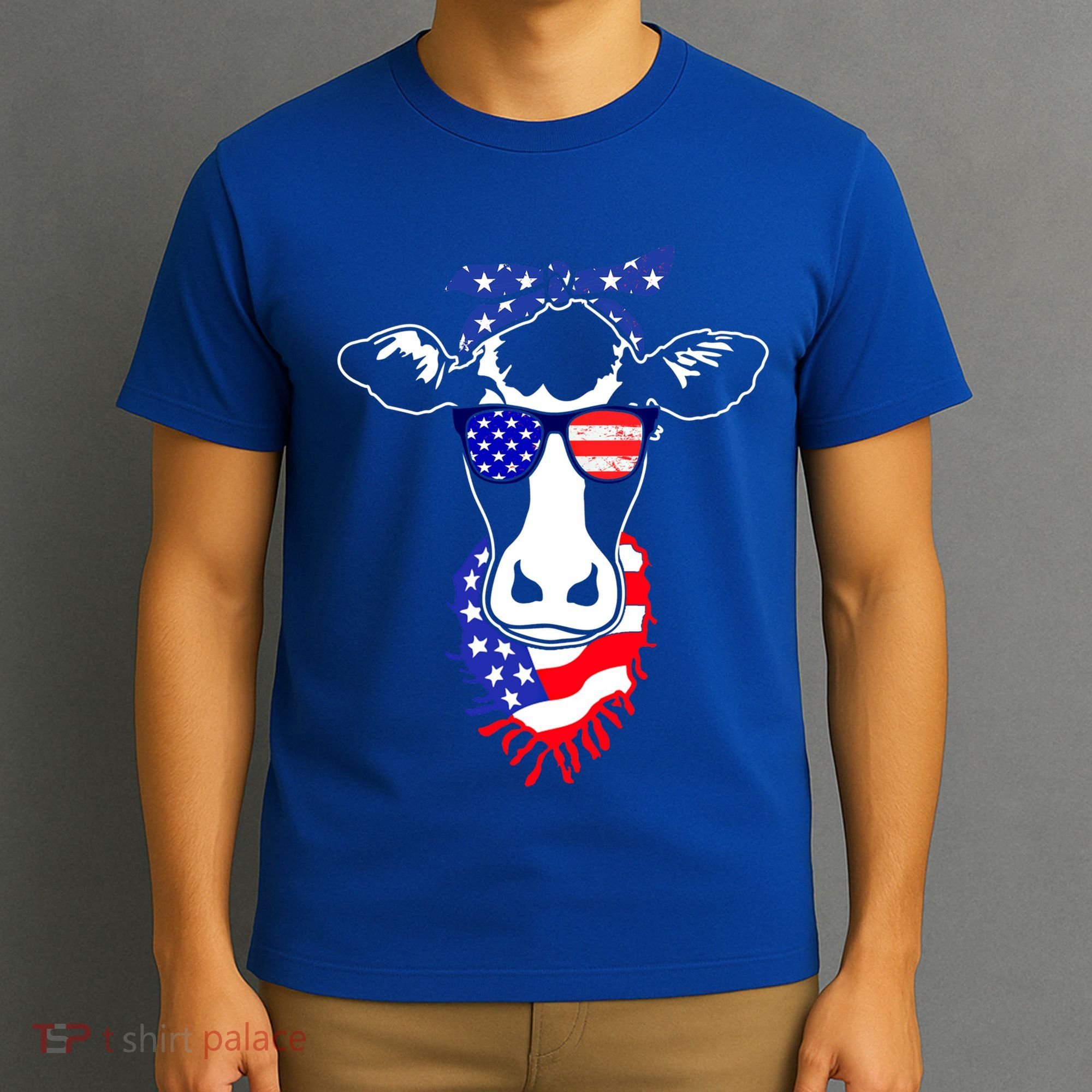 Patriot Cow Tee 4th Of July American Flag Farm Animals Meaningful Gift T-Shirt