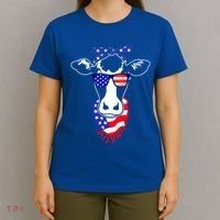 Patriot Cow Tee 4th Of July American Flag Farm Animals Meaningful Gift T-Shirt thumb 4