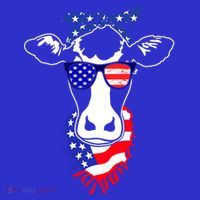 Patriot Cow Tee 4th Of July American Flag Farm Animals Meaningful Gift Women's Tank Top thumb 5