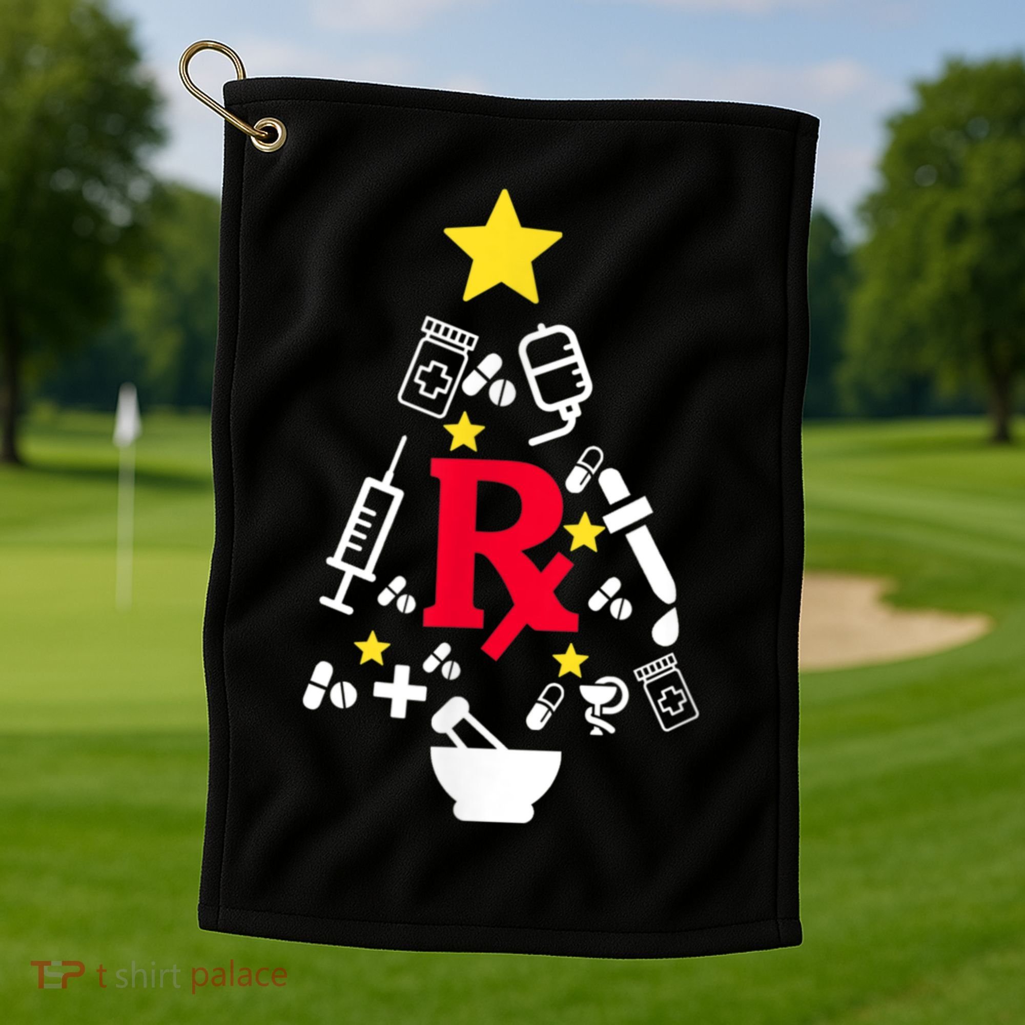 Pharmacy Christmas Tree Golf Towel