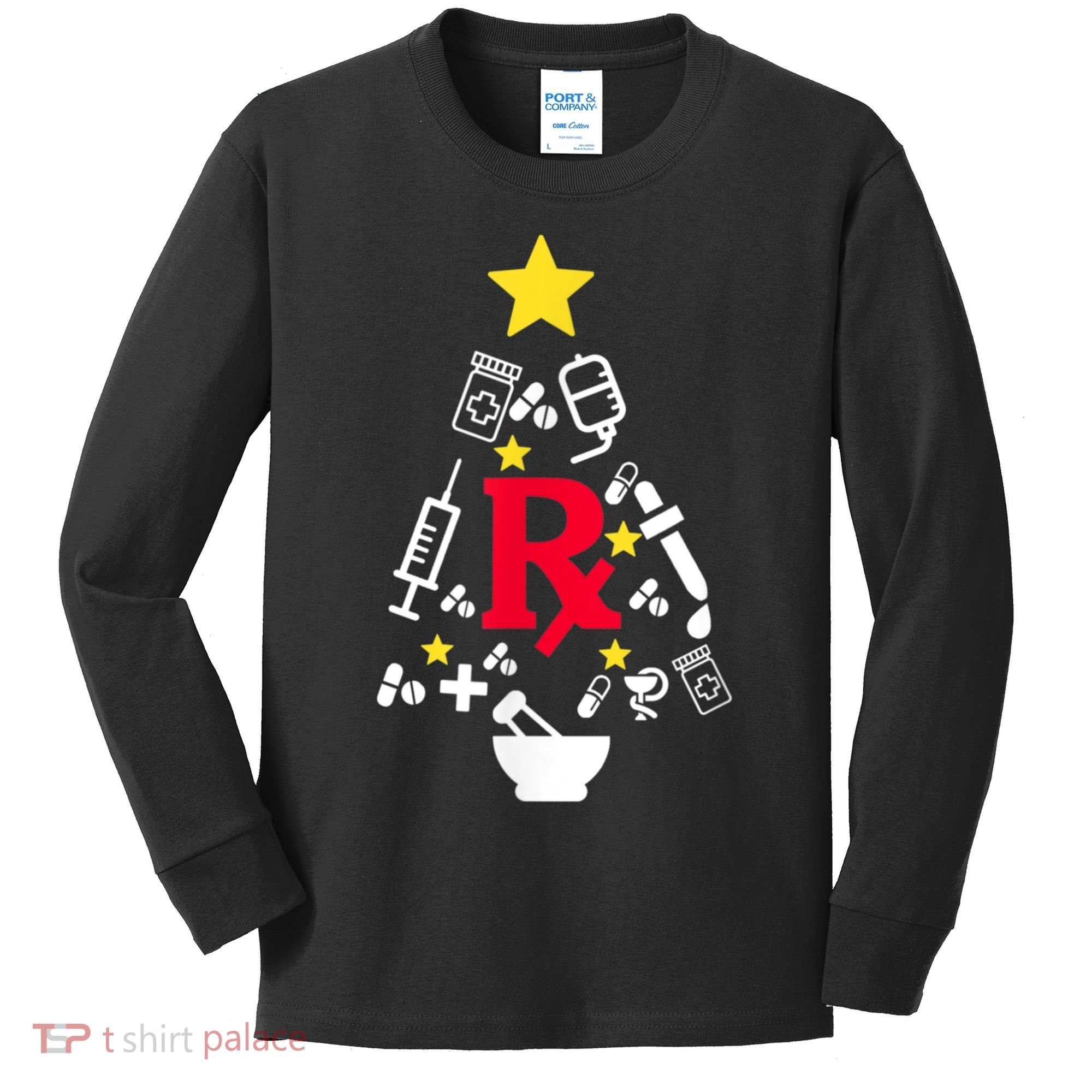 Pharmacy Christmas Tree Kids Long Sleeve Shirt