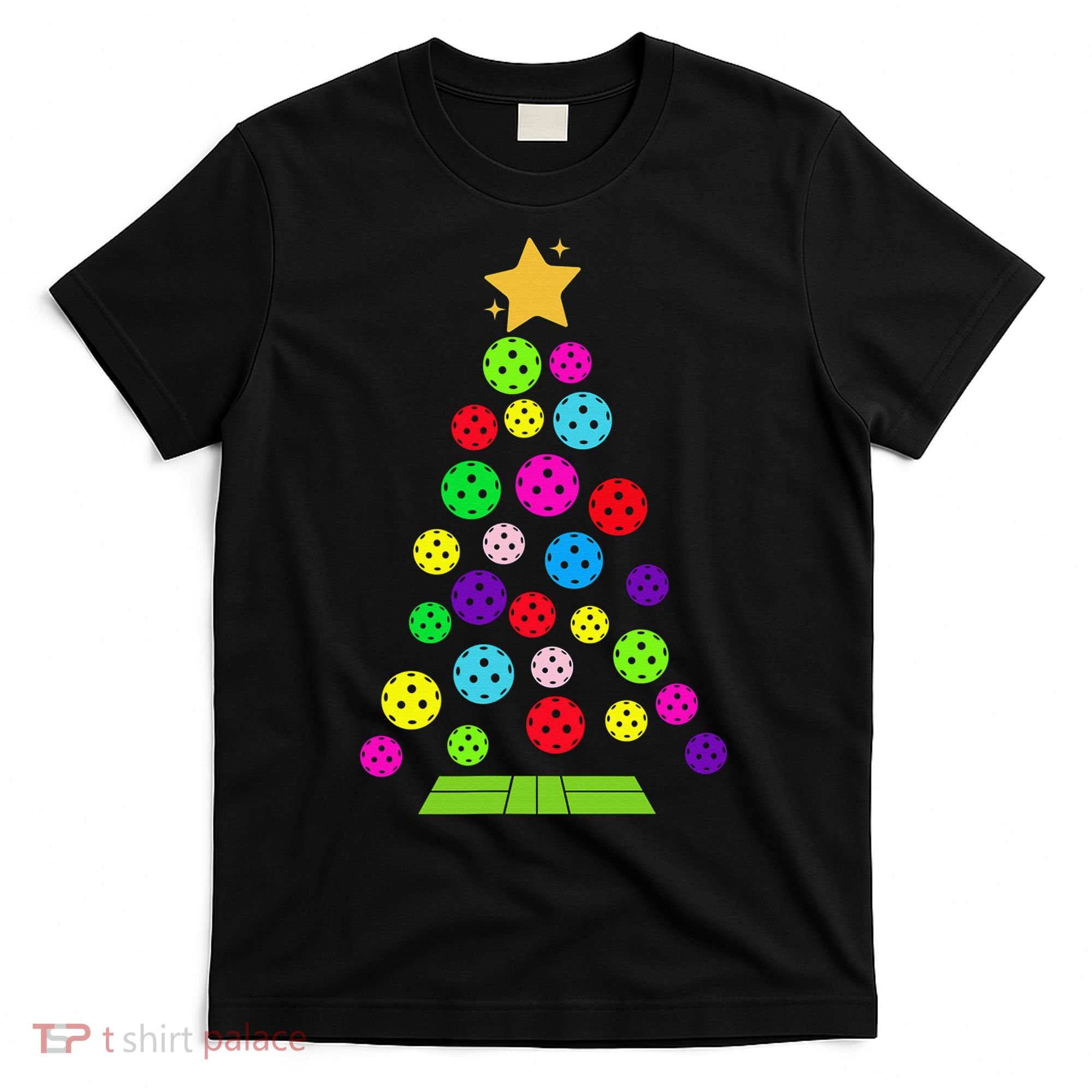 Pickleball Christmas Tree Santa Pickleball X Mas Lights T-Shirt