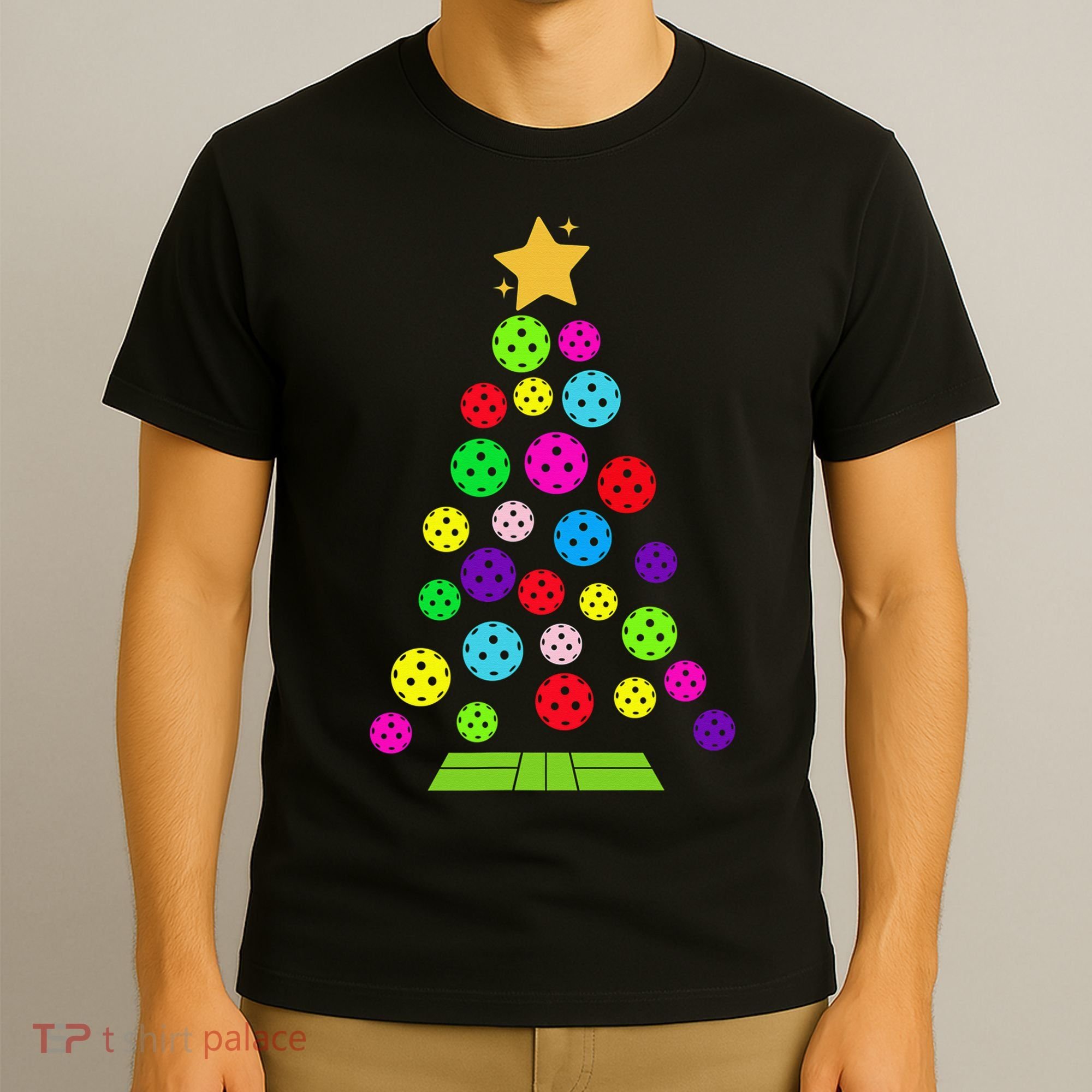 Pickleball Christmas Tree Santa Pickleball X Mas Lights T-Shirt