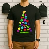 Pickleball Christmas Tree Santa Pickleball X Mas Lights T-Shirt thumb 6