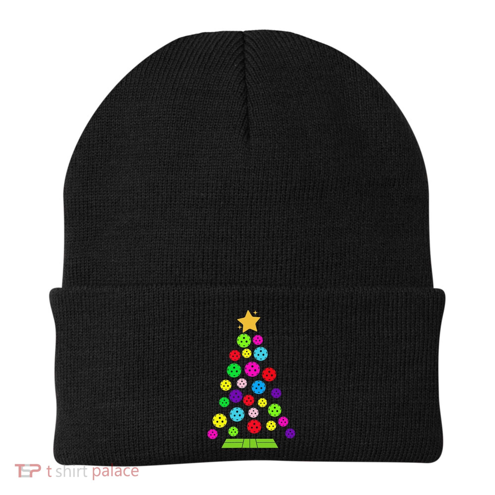Pickleball Christmas Tree Santa Pickleball X Mas Lights Beanie