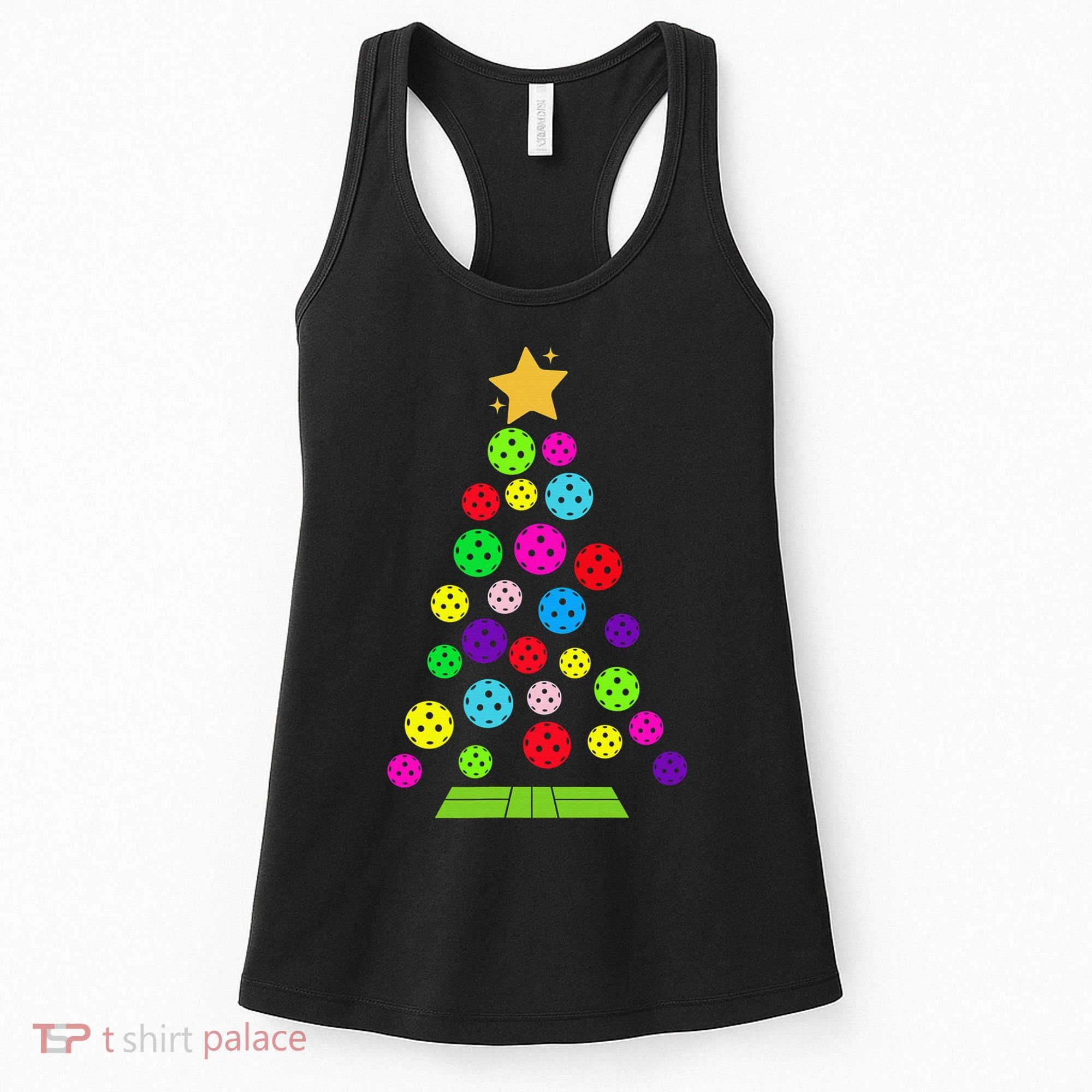 Pickleball Christmas Tree Santa Pickleball X Mas Lights Women's Tank Top