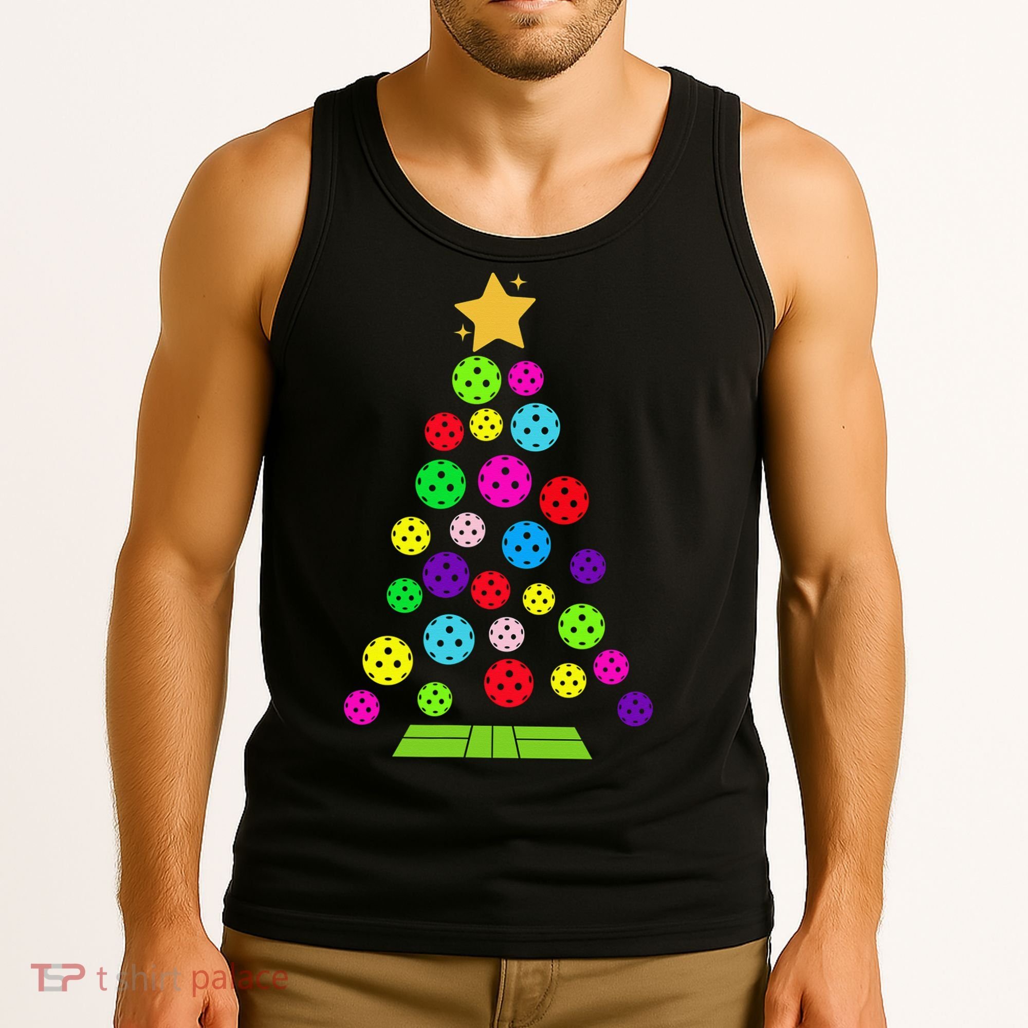 Pickleball Christmas Tree Santa Pickleball X Mas Lights Tank Top