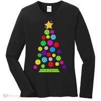 Pickleball Christmas Tree Santa Pickleball X Mas Lights Women's Long Sleeve Shirt thumb 0