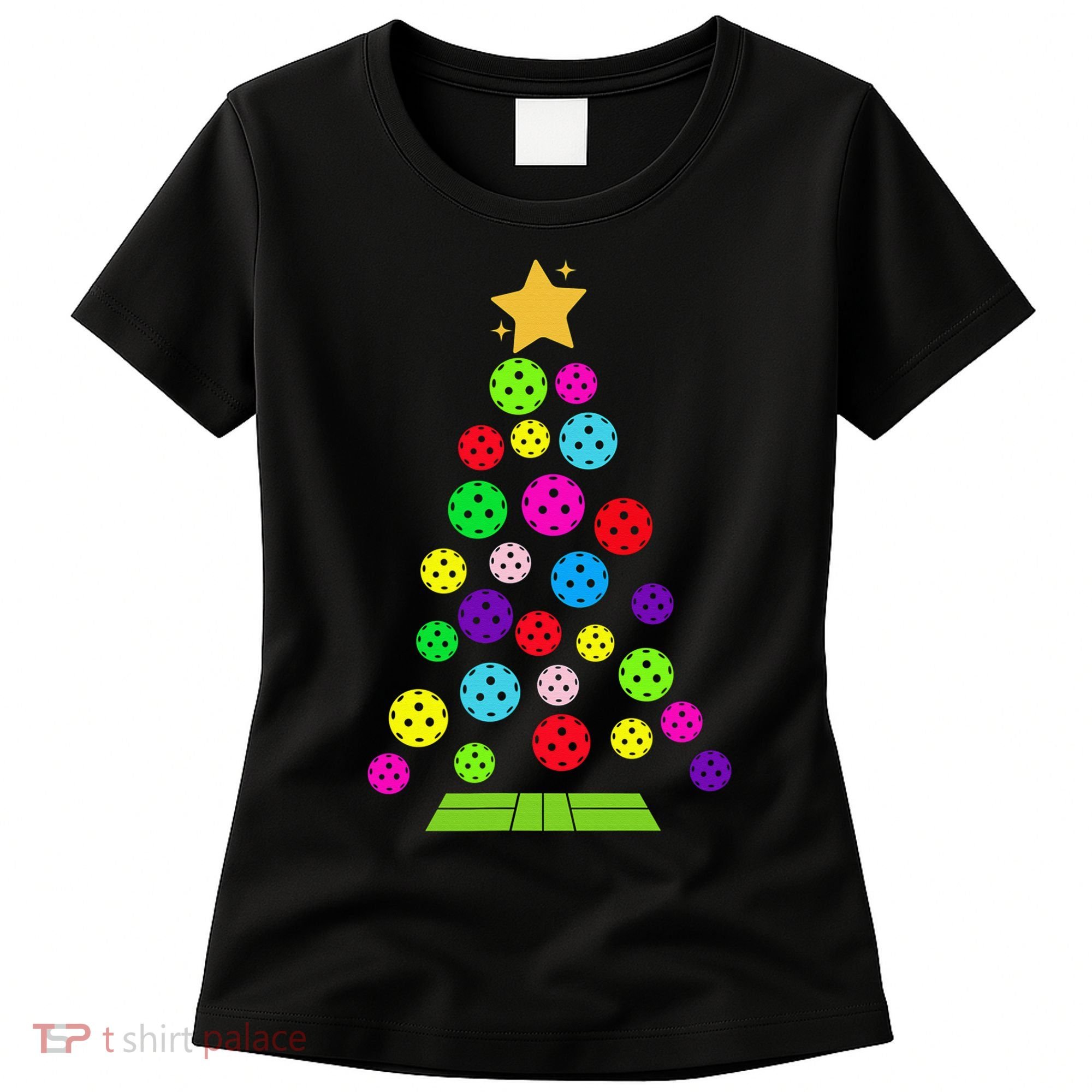 Pickleball Christmas Tree Santa Pickleball X Mas Lights Women's T-Shirt