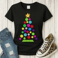 Pickleball Christmas Tree Santa Pickleball X Mas Lights Women's T-Shirt thumb 3