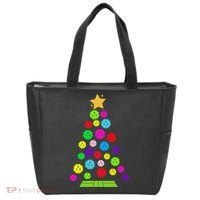 Pickleball Christmas Tree Santa Pickleball X Mas Lights Tote Bag thumb 0