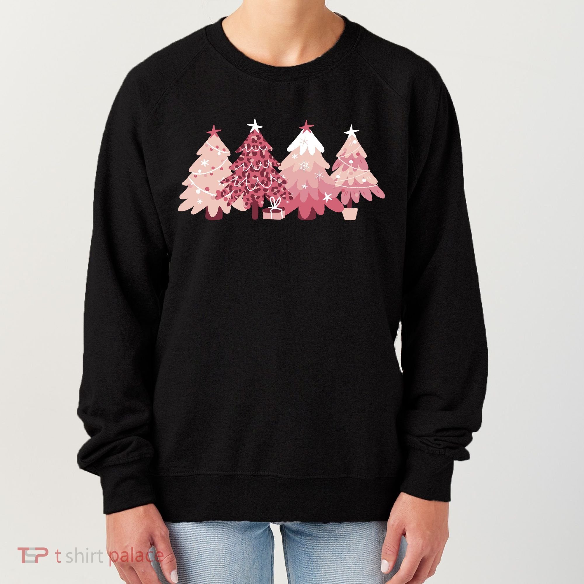 Pink Christmas Tree Holiday Women's Sweatshirt